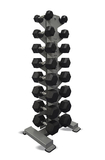 10-7142 8- Pair Vertical Db Rack With A 8 Pair (5-40Lb) Rubber Hex Dumbbell Set