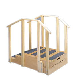 Two-sided compact training stairs w/platform