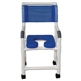 20-4234 Mjm International, Deluxe Shower Chair (18"), Twin Casters (3"), Blue