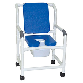 20-4237 Mjm International, Deluxe Shower Chair (22"), Twin Casters (3"), Cushioned Padded, Blue