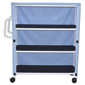 20-4257 3-Shelf Jumbo Linen Cart With Mesh Or Solid Vinyl Cover - 5" Casters