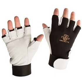Impacto 24-9430 Anti-Vibration Air Glove, Nylon Lycra with Pearl Leather, Half Finger, X-Small