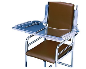Adjustable clear acrylic tray for roll and multi-use chairs