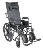 43-2238-P Silver Sport Reclining Wheelchair with Elevating Leg Rests, Detachable Desk Arms