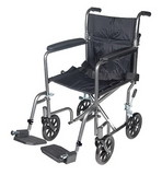 43-2245 Lightweight Steel Transport Wheelchair, Fixed Full Arms, 17