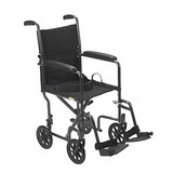 43-2246 Lightweight Steel Transport Wheelchair, Fixed Full Arms, 19