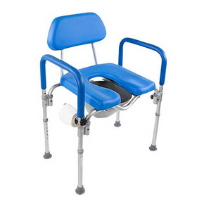 Dignity Commode Shower Chair, Padded, Adjustable Height, Toilet Paper Holder