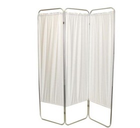 65-0101W Standard 3-Panel Privacy Screen - White 6 Mil Vinyl, 48" W X 68" H Extended, 19" W X 68" H X2.5" D Folded