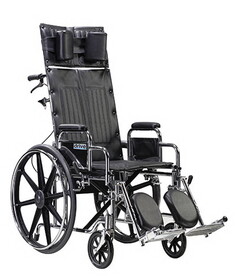 Drive 68-2335 Sentra Reclining Wheelchair, Detachable Desk Arms, 22" Seat