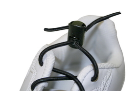 Elastic shoe laces with cord-lock