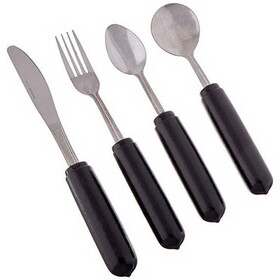 Therafin Z01293 E-Z Grip Weighted Utensils set. Includes 1 each: Fork, Knife, Teaspoon, Soup Spoon