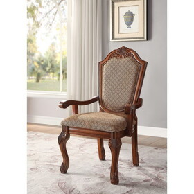 ACME Chateau De Ville Arm Chair (Set-2) in Fabric & Cherry 04078