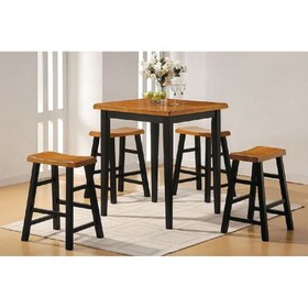 ACME Gaucho Counter Height Set (5pc Pk) in Oak & Black 07285