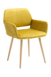 Velet Upholstered Side Dining Chair with Metal Leg(Yellow velet+Beech Wooden Printing Leg),KD backrest 1001BU-BEECH-KD