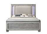 Acme Antares Queen Bed (LED Hb), Fabric & Light Gray Oak 21820Q