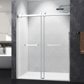 60X76" Double Sliding Frameless Shower Door Brushed Nickel without Buffer 21S1003-60Bn
