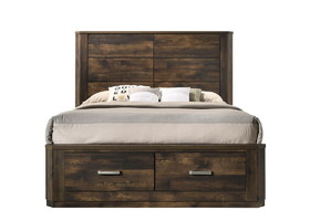 Acme Elettra Queen Bed with Storage, Rustic Walnut 24200Q