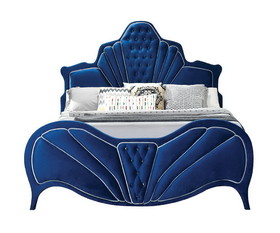 Acme Dante Queen Bed, Blue Velvet 24220Q