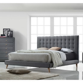 Acme Valda Queen Bed in Light Gray Fabric 24520Q