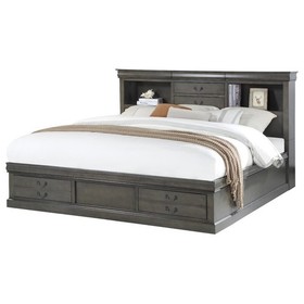 Acme Louis Philippe III Queen Bed, Dark Gray (1Set/3CTN) 24930Q