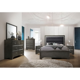 Acme Carine II Queen Bed in Fabric & Gray 26260Q