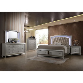Acme Kaitlyn Queen Bed in PU & Champagne 27230Q