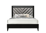 Acme Chelsie Queen Bed - Gray Fabric & Black Finish 27410Q