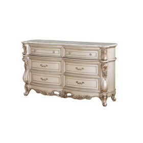 ACME Gorsedd Dresser in Marble & Antique White 27445