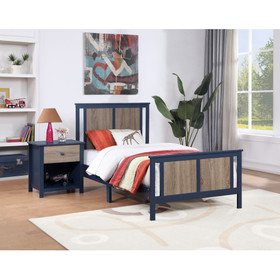 Connelly Twin Bed Midnight Blue/Vintage Walnut 27511-MBL