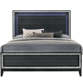 Acme Haiden Queen Bed, LED & Weathered Black Finish 28430Q