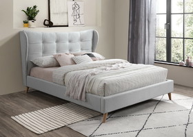 Acme Duran Queen Bed, Light Gray Fabric 28960Q