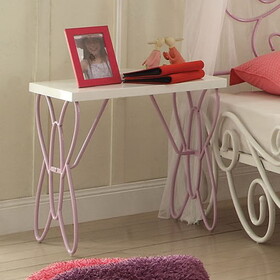 ACME Priya II Nightstand in White & Light Purple 30538