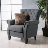 Mirod Comfy Accent Chair with Tufted Backrest, Bedroom Single Seat Arm Chair with Wooden Legs, Modern Side Chairs for Living Room