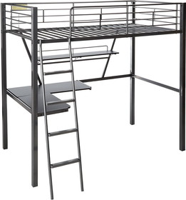 Acme Senon Loft Bed & Desk in Silver & Black 37275