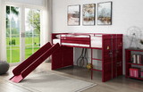 Acme Cargo Twin Loft Bed with Slide, Red Finish 38300