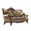 ACME Latisha Loveseat w/5 Pillows in Tan, Pattern Fabric & Antique Oak 52116