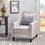 Grey Linen Push Back Chair for Elegant Home D&#233;cor 52422.00FDGRY