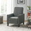 Dark Grey Linen Push Back Chair for Elegant Home D&#233;cor 52422-00FPGRN