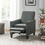 Dark Grey Linen Push Back Chair for Elegant Home D&#233;cor 52422-00FPGRN