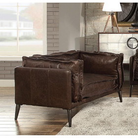 Acme Porchester Chair in Distress Chocolate Top Grain Leather 52482