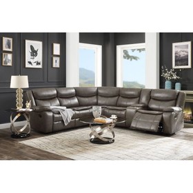 ACME Tavin Sectional Sofa (Motion), Taupe Leather-Aire Match 52540