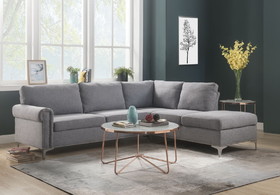 ACME Melvyn Sectional Sofa in Gray Fabric 52755