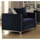 Acme Phaedra Chair & 2 Pillows in Blue Fabric 52832