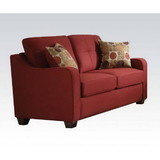 Acme Cleavon II Loveseat with 2 Pillows in Red Linen 53561