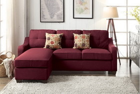 ACME Cleavon II Sectional Sofa & 2 Pillows in Red Linen 53740