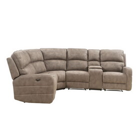 ACME Olwen Sectional Sofa (Power Motion/USB) in Mocha Nubuck 54590