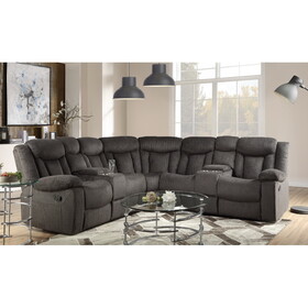 ACME Rylan Reclining Sectional Sofa, Dark Brown Fabric 54965