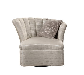 Acme Athalia Swivel Chair with 1 Pillow, Shimmering Pearl 55307