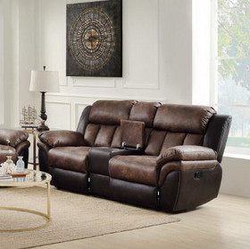 Acme Jaylen Loveseat with Console (Motion), Toffee & Espresso Polished Microfiber 55426