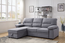 ACME Nazli Reversible Storage Sleeper Sectional Sofa, Gray Fabric 55525